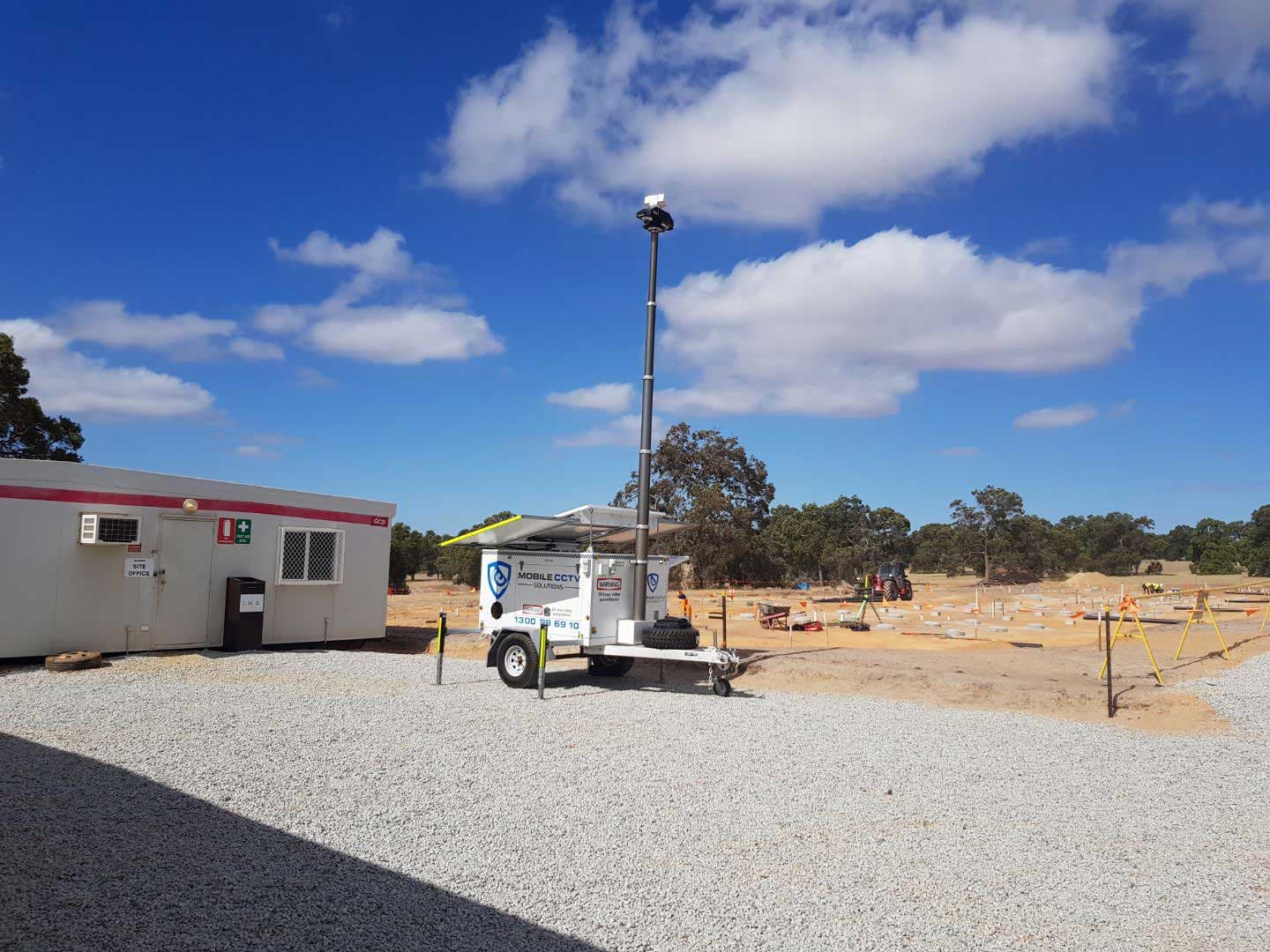 Mobile CCTV trailer camera deployed on a mine site